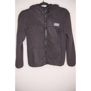 Kids Eddie Bauer Fleece Lined Hooded Jacket Charcoal Gray Full Zip Size M